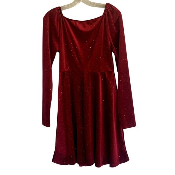 SHEIN Maroon Long Sleeve V Neck Dress Size Medium - Picture 1 of 7